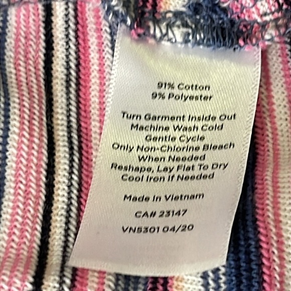 T By Talbots Top Tunic Women Sz XL Multicolor Rainbow Stripe Cotton Knit Comfort - Picture 9 of 9